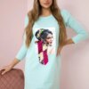 Dress with graphics and colorful bow 3D mint