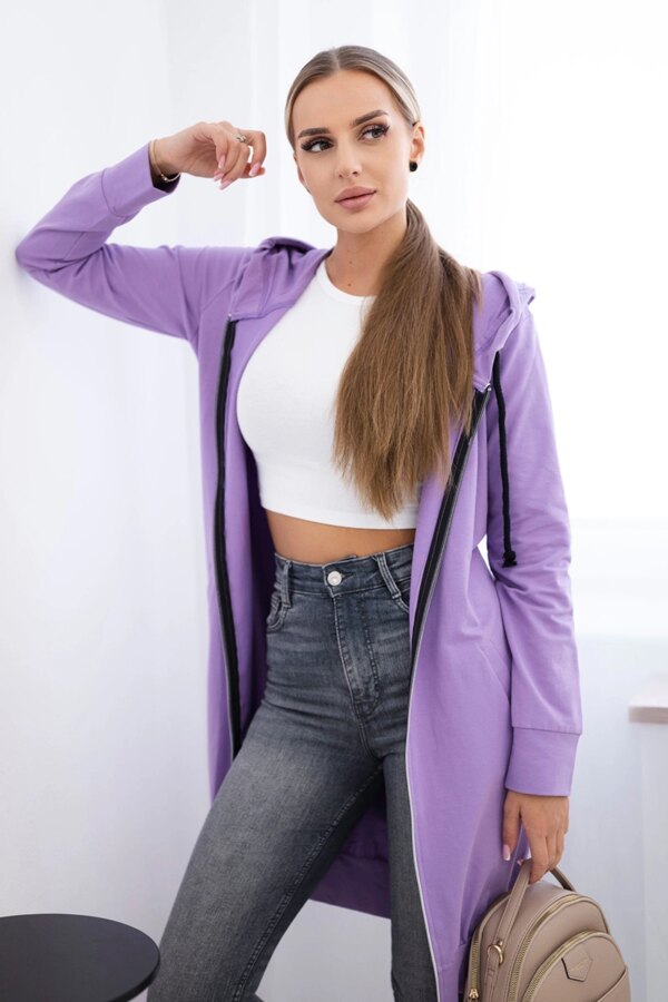 Dress with hood and hood dark purple color