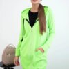 Dress with hood and hood green neon color