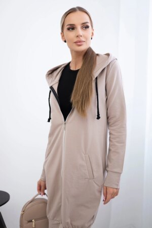 Dress with hood and hood in dark beige color Dress with hood and hood in dark beige color