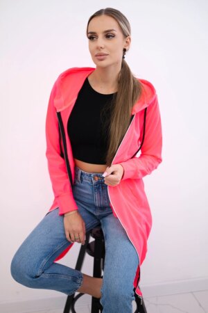 Dress with hood and hood pink neon