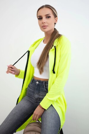 Dress with hood and hood yellow neon color