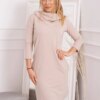 Dress with hood and pockets in beige color