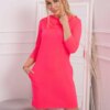 Dress with hood and pockets pink neon