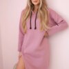 Dress with hood and slit on the side dark pink