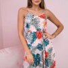 Dress with leaf motif powder pink