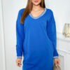 Dress with pockets and V-neckline cornflower blue