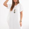Dress with pockets and ecru pendant