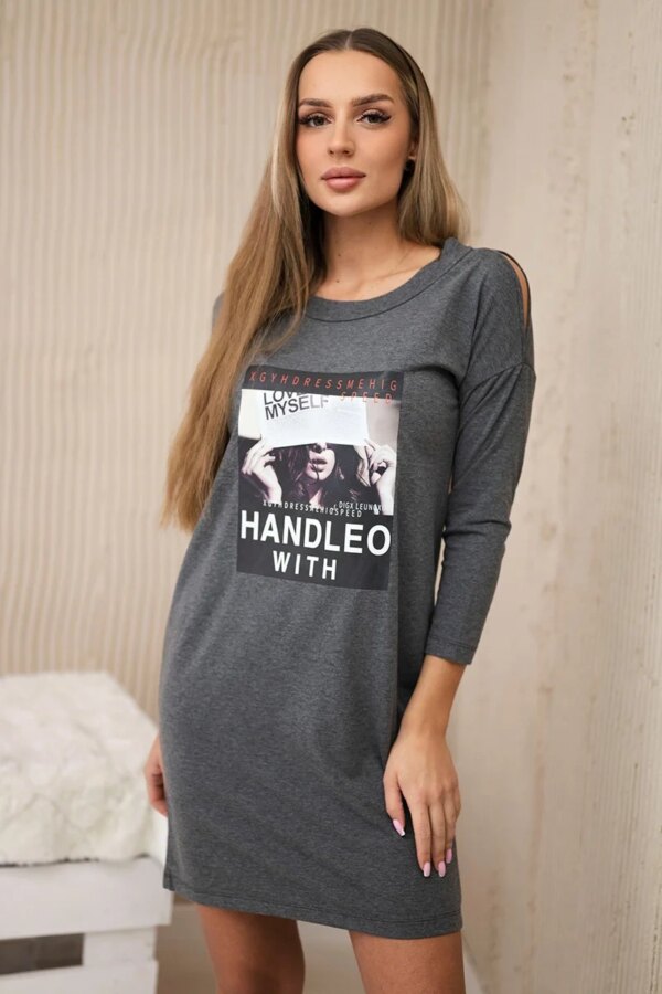 Dress with print Handle with graphite