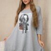 Dress with print and flared bottom in gray