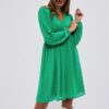 Dress with puffy sleeves - green