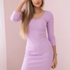Dress with purple neckline