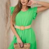 Dress with ruffles light green