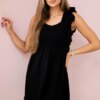 Dress with ruffles on the sides black