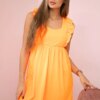 Dress with ruffles on the sides orange neon