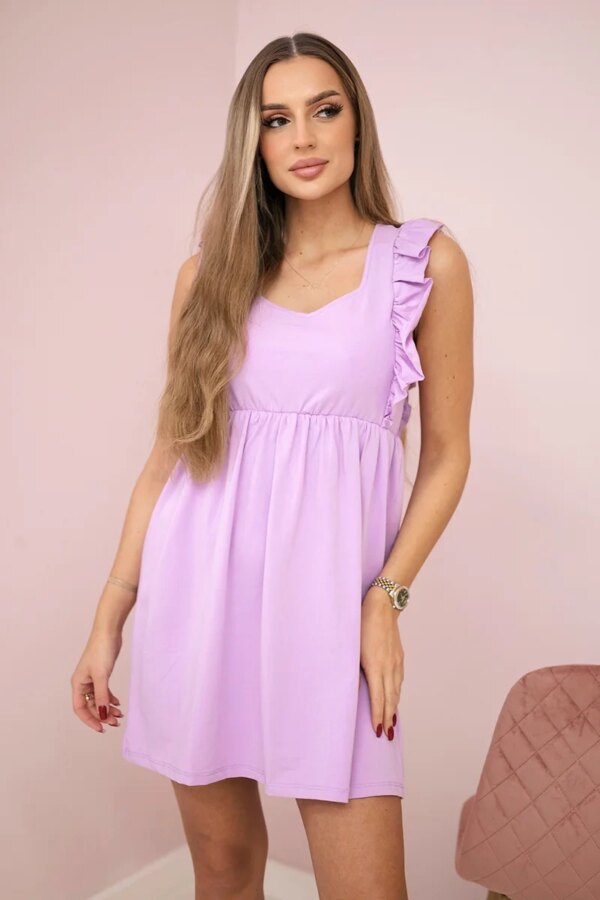 Dress with ruffles on the sides purple