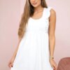 Dress with ruffles on the sides white
