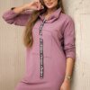 Dress with tie navy pink