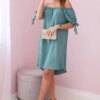 Dress with ties on the sleeves dark mint