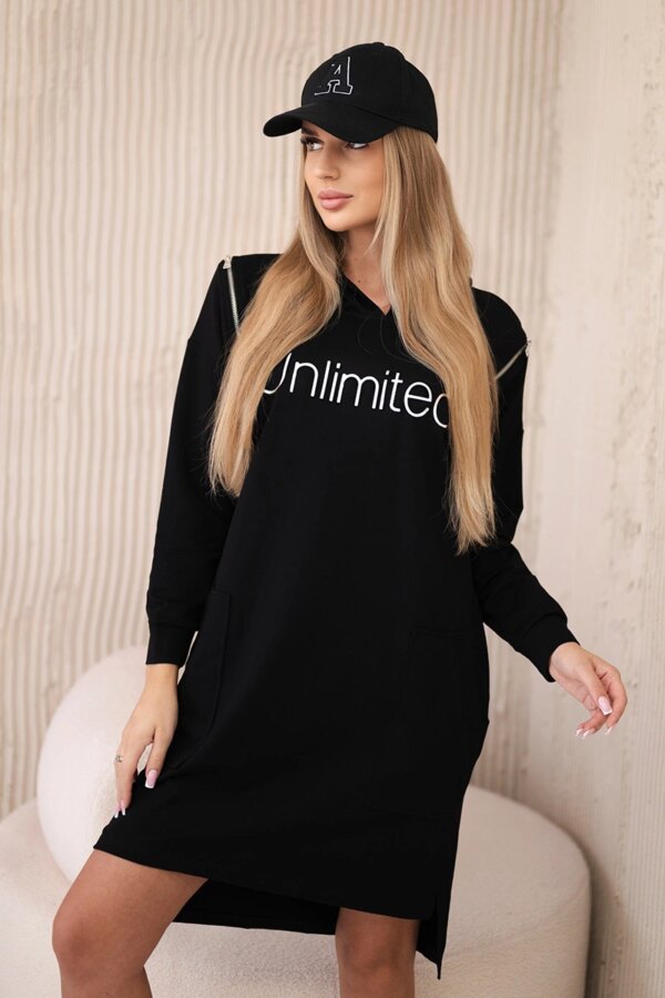 Dress with unlimited black inscription