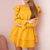 Dress with vertical mustard ruffles
