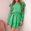 Dress with vertical ruffles light green