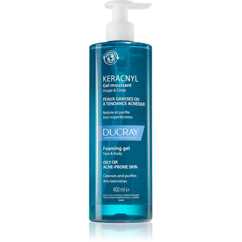 Ducray Keracnyl Foaming gel tisztító habzó gél az aknéra hajlamos zsíros bőrre 400 ml-Ár