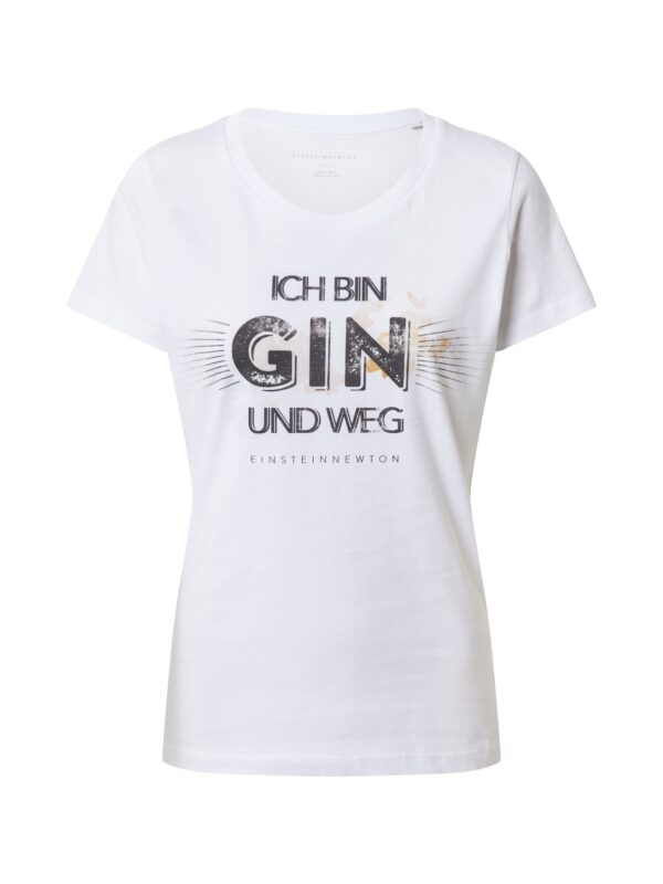 EINSTEIN & NEWTON Póló 'Gin Weg'  arany / fekete / piszkosfehér