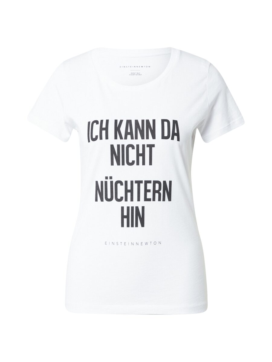 EINSTEIN & NEWTON Póló 'Ich Kann Da Nicht…'  fekete / fehér-hu