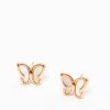 Earrings with enamel butterfly white