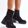 Eco Suede Women's Ankle Boots Insulated Black Meriluna