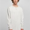 Eco-friendly Oversized Henley Long Sleeve Light Grey