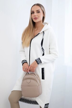 Ecru hoodie with zip