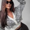 Ecru printed sweater JASE 2023 OLAVOGA