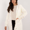Ecru women's alpaca coat with pockets