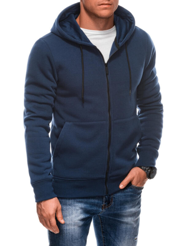 Edoti BASIC men's unzipped sweatshirt with hood - navy blue