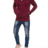 Edoti BASIC unbuttoned men's hooded sweatshirt - maroon