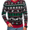Edoti Men's Norwegian winter sweater with Christmas patterns - black