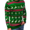 Edoti Men's Norwegian winter sweater with reindeer - green
