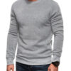Edoti Men's solid BASIC round neck sweatshirt - grey melange