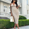 Edoti Strapless richelieu and lace maxi dress