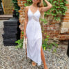 Edoti Strapless richelieu and lace maxi dress