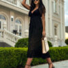 Edoti Thin strap lace maxi dress