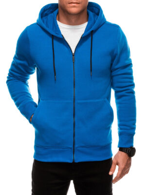 Edoti Unzipped men's BASIC hooded sweatshirt - blue