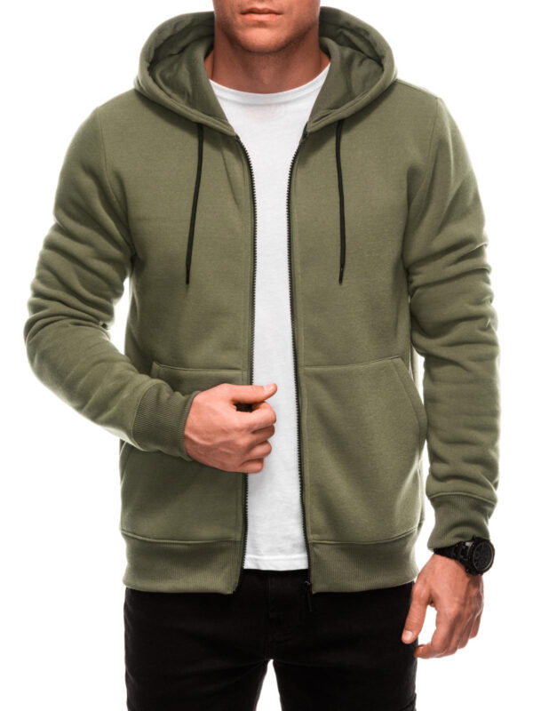 Edoti Unzipped men's BASIC hooded sweatshirt - dark olive green