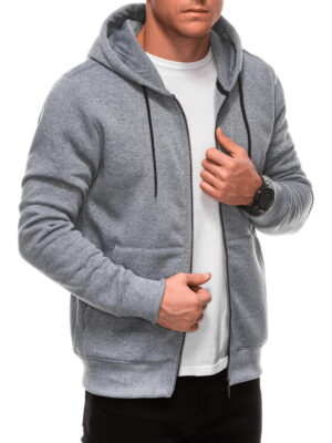 Edoti Unzipped men's BASIC hooded sweatshirt - grey melange