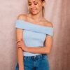 Edoti Women's ribbed crop top with open shoulders SL
