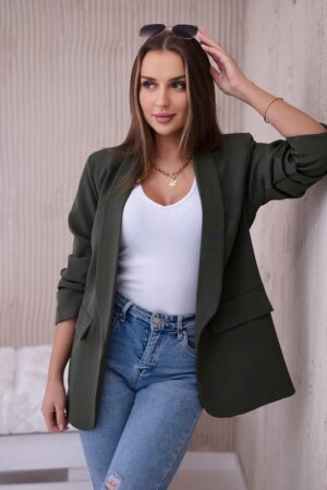 Elegant blazer with khaki lapels