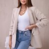 Elegant jacket with lapels dark beige