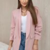 Elegant jacket with lapels gray powder pink